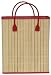 Split Bamboo Market Bag with Canvas Lining and Leatherette Handle and Trim 16 x 12 x 6 1/4