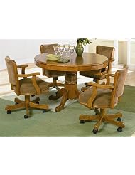 Buy 5pc 3-in-1 Game Dining Table & Chairs Set Oak Finish by Coaster