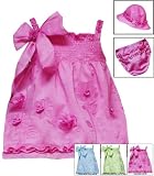 Rare Editions Baby/Infant Girls 3M-24M 3-Piece PINK FLORAL EMBROIDERED BOW SHOULDER SMOCKED Spring Summer Party DRESS-6M RRE-95719S-S695719