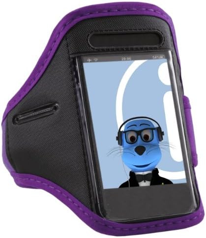 iTALKonline Generic Universal Purple Black Adjustable Water / Moisture Resistant Sports GYM Jogging Running ArmBand Arm Band Case Cover with Key Money Headphone Pocket