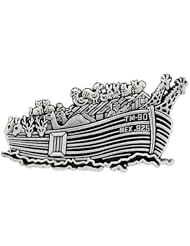 Sterling Silver Noahs Ark Brooch Pin, 1 3/16 inch wide