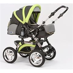 Hamimex Kinderwagen City Driver von Kaps3 / N12 - Anthrazit - Gr�n mit kugelgelagerte 3-Speichen Felge und One-Step Bremse
