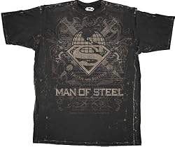 Superman Luminary Sand Washed Black T-shirt Tee