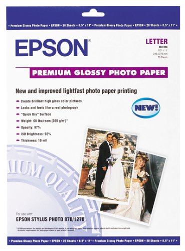 Epson Premium Glossy 8 1/2 x 11 Inch Photo Paper 20 Count (S041286)