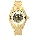 Elgin Men's Gold-Tone Automatic Skeleton Dial Solid Link Bracelet Watch #FG346