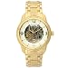 Elgin Men's Gold-Tone Automatic Skeleton Dial Solid Link Bracelet Watch #FG346
