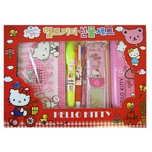   Sanrio Hello kitty Stationery Set - 7pcs Hello Kitty Gift Box Set (Red Box)