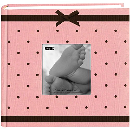 Pioneer Embroidered 200 Pocket Frame Fabric Cover Photo Album, Baby Pink