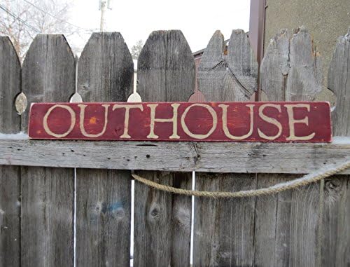 Primitive Rustic Style Hand Painted Wood Outhouse Sign Bathroom