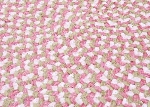 Braided Area Rug for Kids 6ft. x 6ft. Round Pink Soft Chenille Carpet