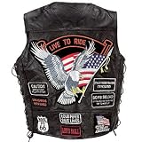 Eagle Live to Ride Patches Buffalo Leather Biker Vest