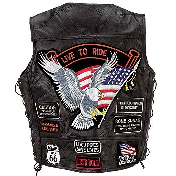 Eagle Live to Ride Patches Buffalo Leather Vest