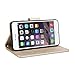 GMYLE iPhone 6 Plus Case, Wallet Case Classic for iPhone 6 (5.5 inch Display) - Champagne Gold Natural Silk Pattern PU Leather Slim Stand Case Cover (with 2 card slots and and money pocket)