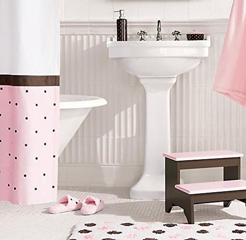 Uphome 72 X 72 Inch Pretty Princess Pink and Chocolate Polka Dot Pattern White Shower Curtain-Polyester Waterproof Heavy-duty Fabric Bathroom Curtain for Girls