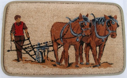 Shire Horses -Design Rubber Backed Coir Door Mat