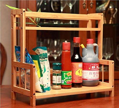 Adjustable Bamboo Rack Multifunctional Bathroom Kitchen Living Room Holder 2-Tier Utility Storage Shelf