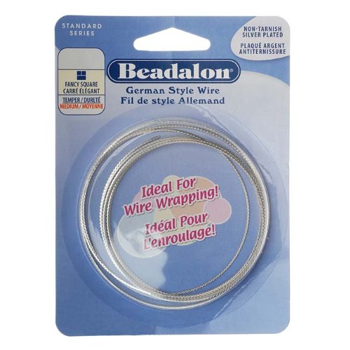 Silver Plated Fancy Square German Style Craft Wire 20 Gauge/.032 In. (2 Meters)