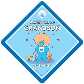 World's Cutest Grandson On Board, Car Sign, Baby On Board Sign, baby on board, Novelty Car Sign