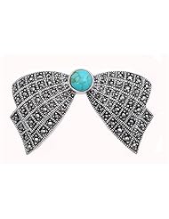 Sterling Silver Brooches Ribbon Turquoise Brooche