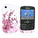 For Blackberry Curve 8520 Hard Case Pink Flowers White