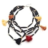 Wood and Tassel Beaded Necklace