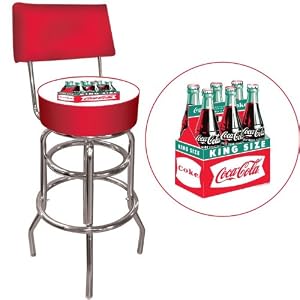 VINTAGE COCA-COLA PUB STOOL WITH BACK - BOTTLE SIX PK DESIGN 