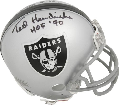 Ted Hendricks Oakland Raiders Autographed Mini Helmet with Mad Stork, HOF'90, and 4 x SB Inscriptions