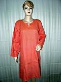 Womens Boho Designer Cotton Embroidery Kurti Orange Tunic Top Kurta Xl