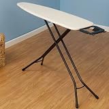 Household Essentials 814610 4-Leg Fibertech Top Ironing Board with Natural Cotton Cover Installed