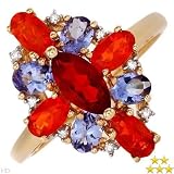 HighQualityBrandNewHighqualityRingWith1.70ctwPreciousStones-GenuineDiamonds,TanzanitesandOpalsBeautifullyCraftedin14KYellowGold-CertificateAvailable.