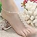 FANTASIEN Crystal Imitation Pearl Diamond Knitted Barefoot Sandals Adorn Extensible Foot Ring Anklet Chain (B)