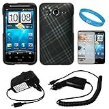 Matte Black with Silver Plaid Design Protective Rubberized Crystal Hard Cas ....