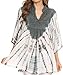 Sakkas Aneko Tie Dye Circle Poncho Blouse Top with Floral Emrbroidery and V Neck