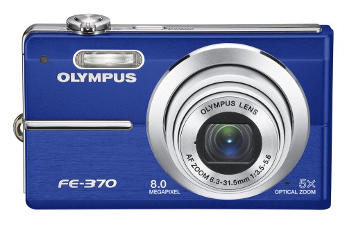Olympus FE370 8MP Digital Camera with 5x Optical Dual Image Stabilized Zoom (Blue)