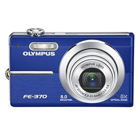 Olympus FE370 8MP Digital Camera with 5x Optical Dual Image Stabilized Zoom (Blue)