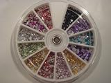Mix Shape Nail Art Tips Glitter Rhinestones Decoration Wheel
