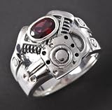 Men's Wildthings V - Twin Sterling Silver Ring with Garnet Gem