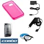 Hot Pink Durable Soft Silicone Skin Cover Case + Rapid Car Charger + Home Travel Charger + USB Data Cable + Clear Reusable LCD Screen Protector for AT&T Samsung Eternity SGH-A867 Cell Phone