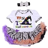 Gmasking 子供ドレス 女の子ワンピース リボン飾り付き My 1st Halloweenデザイン 一歳プレゼント ハロウィン (M(3-6Months), セット4)