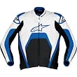 Alpinestars Tech 1-R Men's Leather Street Bike Motorcycle Jacket - Black/White/Blue