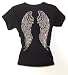 Angel Wing Rhinestone Black Womens T Shirts Top