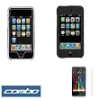 Transparent Clear Crystal Case + Solid Black Rubberized Snap-On Hard Cover Case + Reusable Full LCD Screen Protector for Apple Ipod Touch Itouch 8Gb 16GB 32Gb 2G 2nd Generation