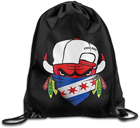 LINNA Cool Chicago Team With Flag Mixed Durable Cinch Gym Bag Sports Valise Bag