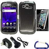 Gizmo Dorks Hard Cover Case (Carbon Fiber) with Charger Bundle and Carabiner Key Chain for the Pantech Burst