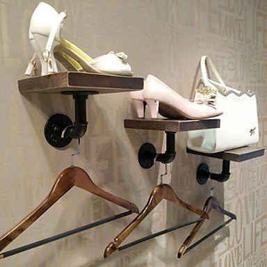 XIAOHM Industrial Vintage Style Iron Pipe Bookshelf Wall Hanging Coat Racks Shelf Living Room Furniture Bookcase 1pc Z51