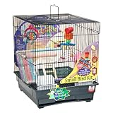 Blue Ribbon 14-Inch by 16-Inch by 17-1/2-Inch Complete Bird Cage Kit for Small Birds, Black/Smoke