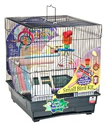 Blue Ribbon 14-Inch by 16-Inch by 17-1/2-Inch Complete Bird Cage Kit for Small Birds, Black/Smoke