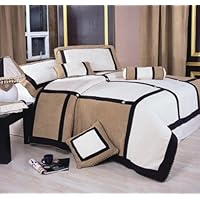 Brand New Meriddia Micro Suede Patchwork Queen comforter 7PCS bed in a bag