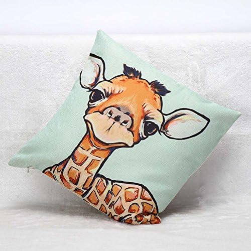 Cute Cartoon Animals Giraffe Decorative Throw Square Pillow Case Cushion Cover for Home Sofa Couch Decorations Light Blue 18x18