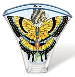 Amia 5617 Whispering Wings Vase, Gold/yellow Butterfly Design, 6-Inch W by 2-Inch L by 5-3/4-Inch H